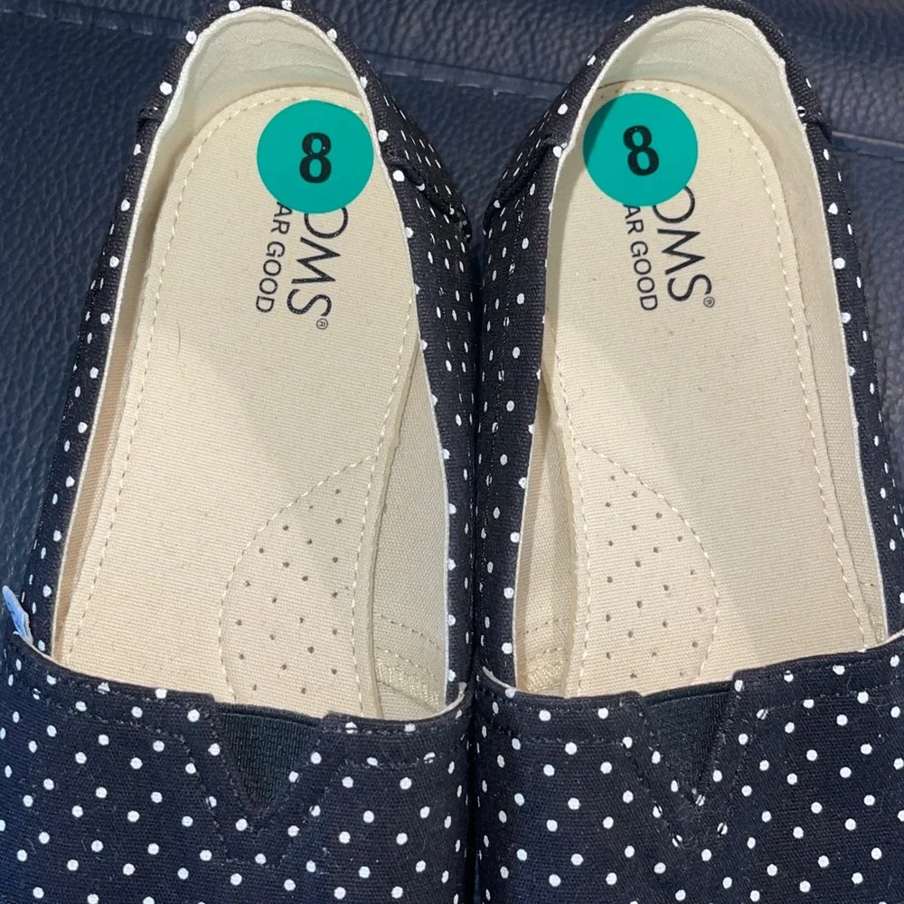 TOMS Classic Shoes Polka Dot Black Women's Slip-On Shoes Size 8 Espadrilles